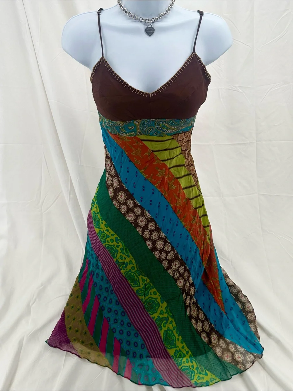 DO NOT BUYEuro Style Boho Fairy BCBG Y2K Patchwork Spaghetti Strap Dress